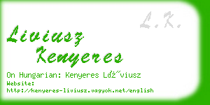 liviusz kenyeres business card